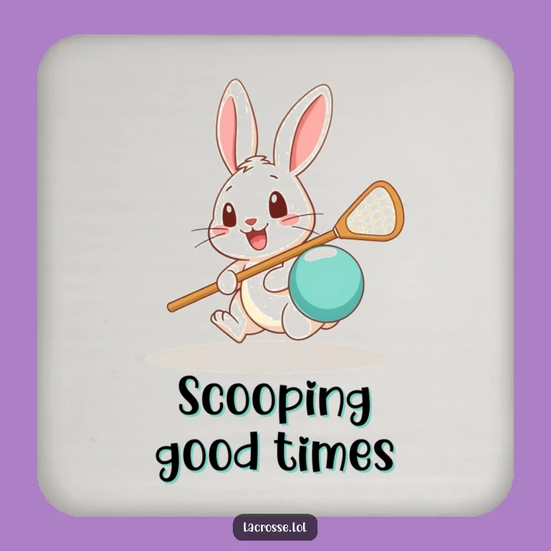 Funny Rabbit Lacrosse Coaster: Protect Surfaces with Surprised Sporting Art