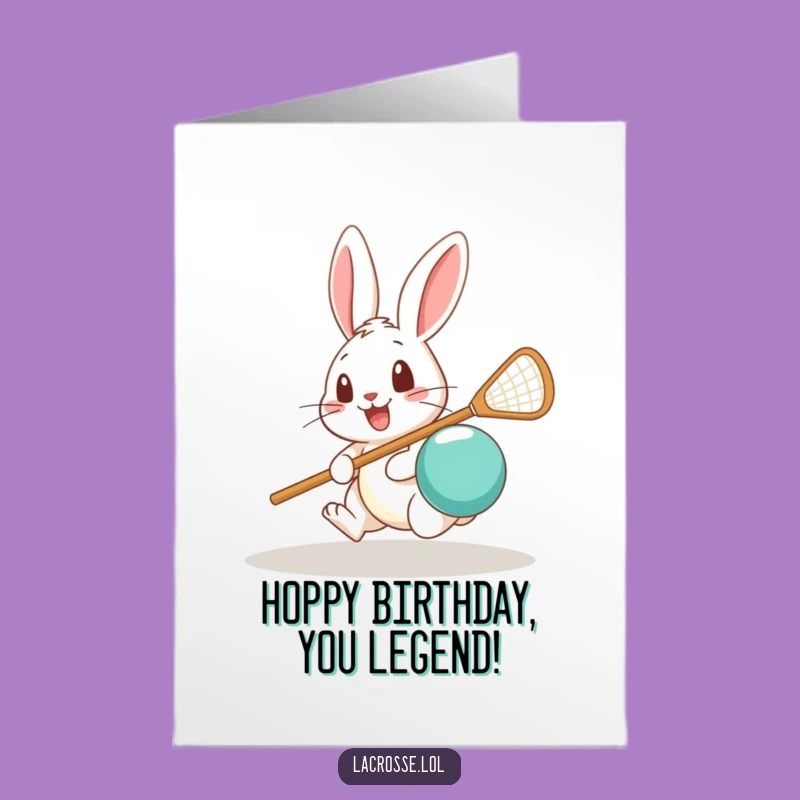 Free Printable Rabbit Birthday Card: Lacrosse Surprise Greeting Funny Downloadable Gift