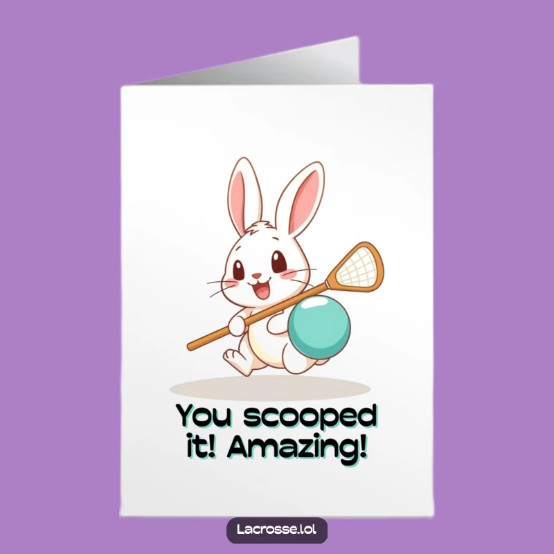 Free Printable Rabbit Congrats Card: Lacrosse Surprise Greeting Funny Downloadable Gift!