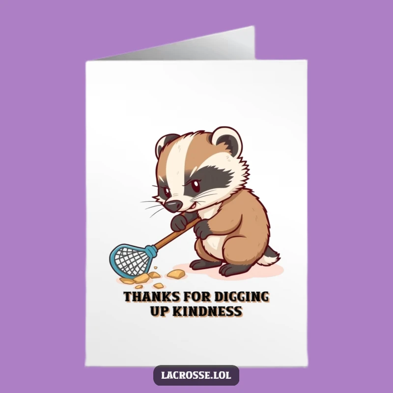 Free Printable Thank You Card: Badger Lacrosse Player Digging Appreciation