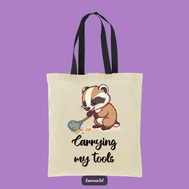 Funny Badger Lacrosse Tote Bag: Durable, Humorous Digging Design, Perfect Funny Gift!